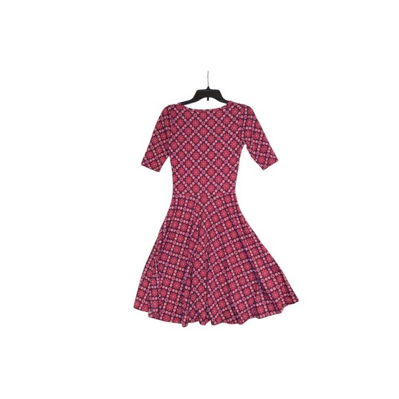 LuLaRoe Nicole XS Red & Pink Floral Geometric Dress With 3/4 Sleeves & Flowy Ski - Picture 4 of 4